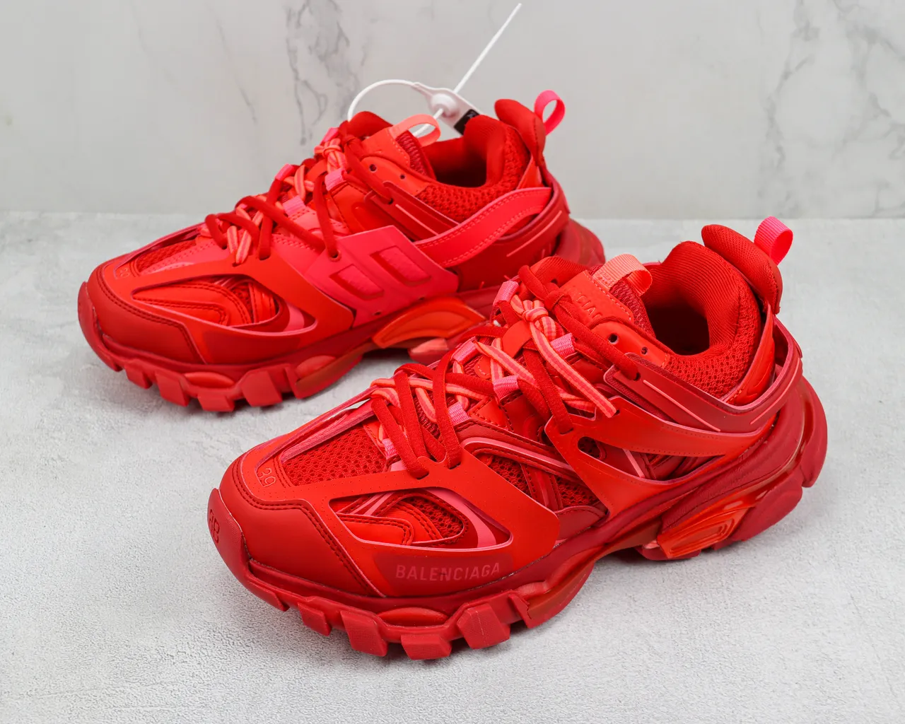 Balenciaga Track Trainer Monochromatic Red Chunky Sneakers 4