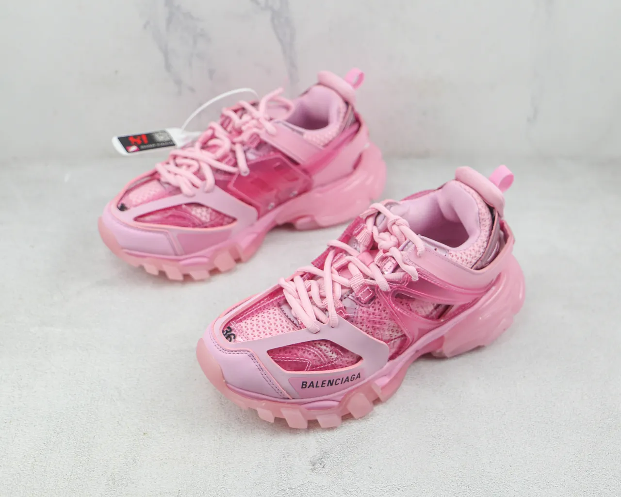 Balenciaga Track Trainer Zapatillas Chunky Transparentes Rosadas 4