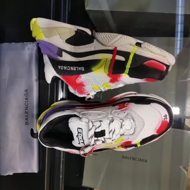 Balenciaga Triple S Tênis Chunky Multicolor com efeito de gotejamento de tinta 5