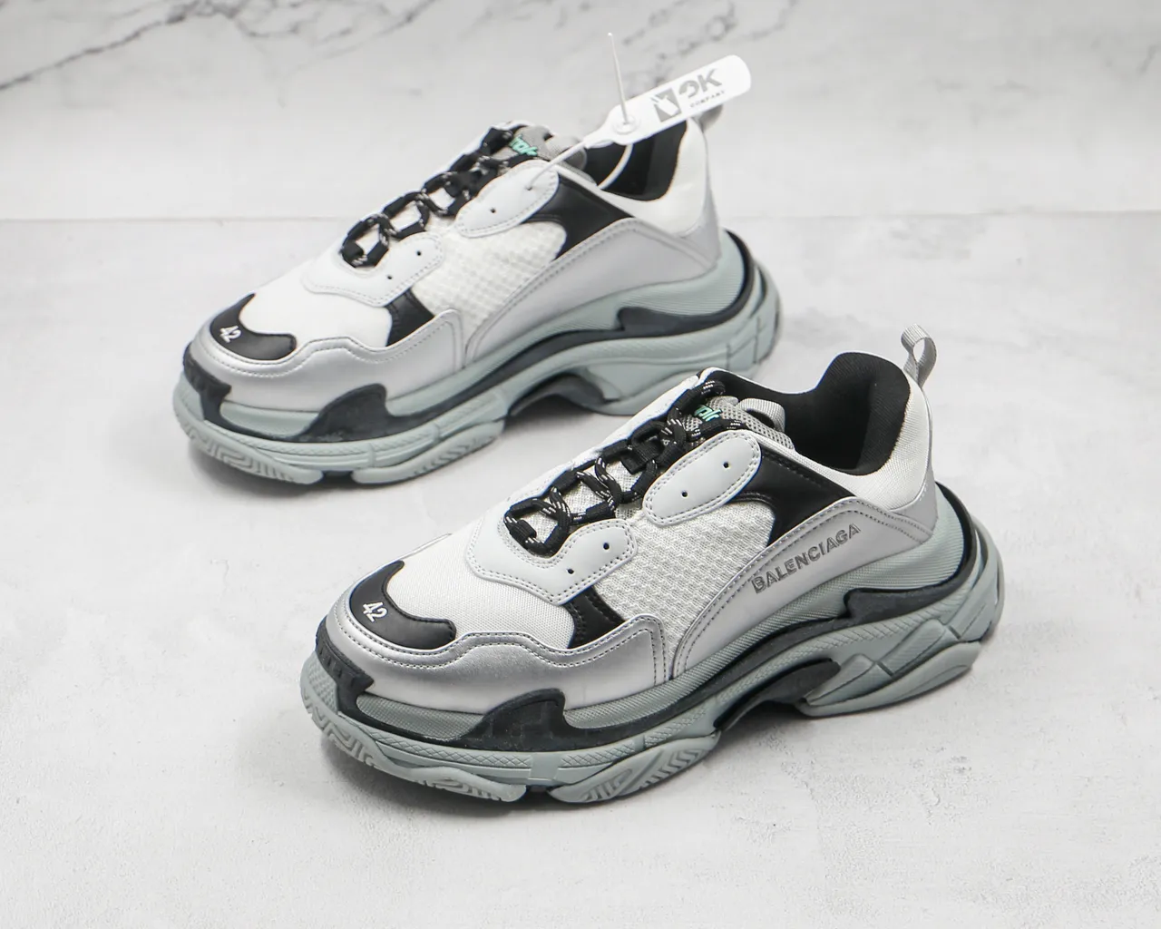 Balenciaga Triple S Blanco Negro Gris Zapatillas Chunky 7