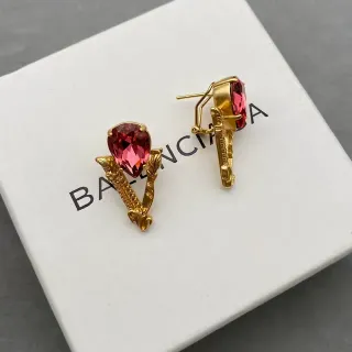 Balenciaga Pendientes V-Motif Cristal Rosa Dorado
