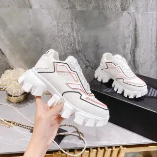 Balenciaga أبيض وأحمر قاعدة lug sole شبكي وصناعي تراكب أحذية رياضية سميكة