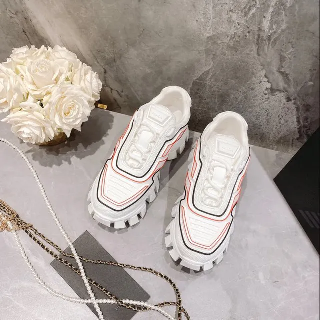 Balenciaga blanc et rouge semelle lug maille et superposition synthétique baskets chunky 6