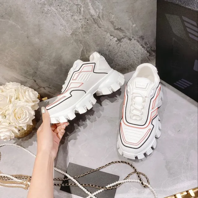 Balenciaga blanc et rouge semelle lug maille et superposition synthétique baskets chunky 8