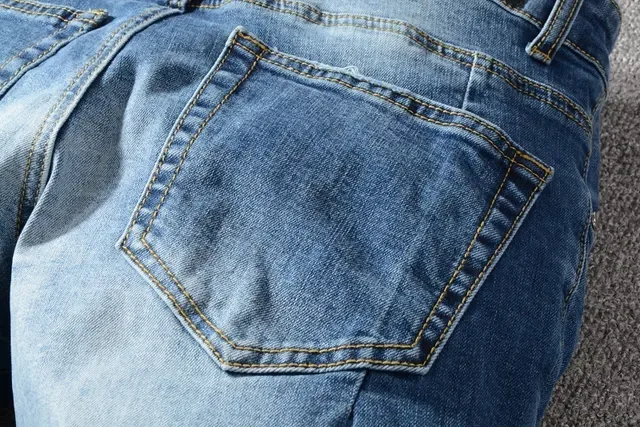 Balmain Moto-Panelled Distressed Blue Jeans 5