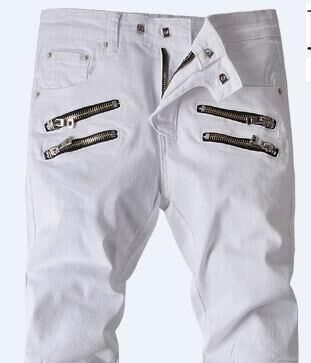 Balmain Zip-Pocket White Slim-Fit Jeans 2
