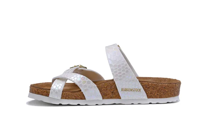 Birkenstock Arizona Iridescent White Scale Pattern Casual Sandals 4