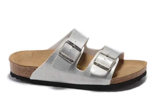 صنادل Birkenstock Arizona فضي معدني كاجوال 4