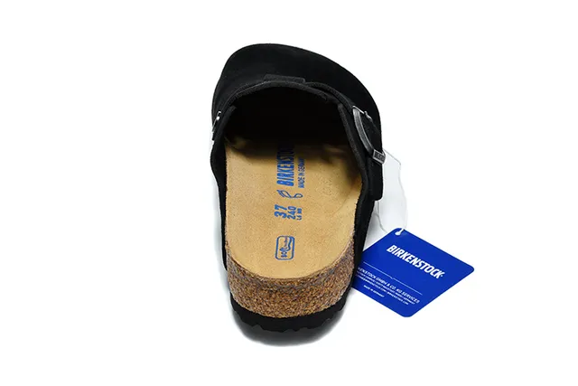 Birkenstock Noir Brun Daim Supérieur Sangle unique Boucle Fermeture Sabot 3