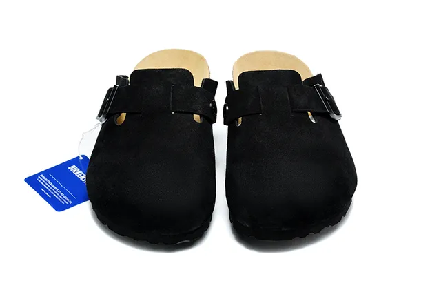 Birkenstock Noir Brun Daim Supérieur Sangle unique Boucle Fermeture Sabot 4