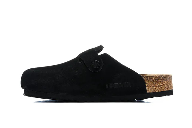 Birkenstock Noir Brun Daim Supérieur Sangle unique Boucle Fermeture Sabot 5