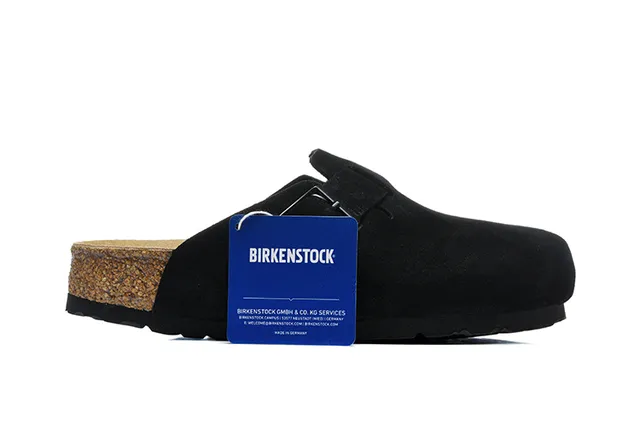 Birkenstock Noir Brun Daim Supérieur Sangle unique Boucle Fermeture Sabot 6