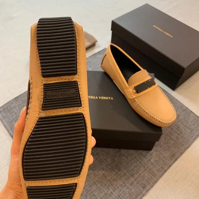 Bottega Veneta Andiamo Beige Cuir pebbled Mocassins 3