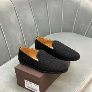 Bottega Veneta Andiamo Black Beige Woven Intrecciato Leather Slip-On Loafer