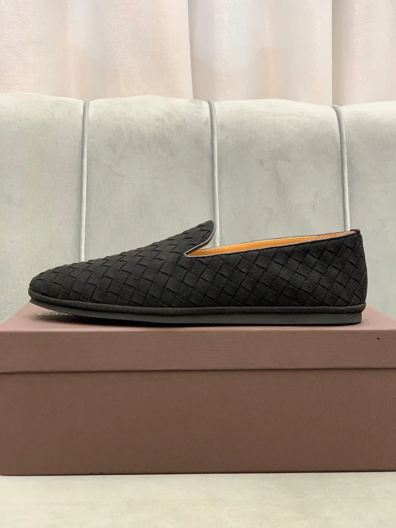 Bottega Veneta Andiamo Black Beige Woven Intrecciato Leather Slip-On Loafer 6