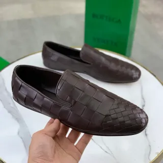 Bottega Veneta Andiamo Brown Black Intrecciato Woven Leather Slip-On Loafer