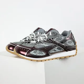 Bottega Veneta Andiamo 酒红色银色网布生活方式运动鞋