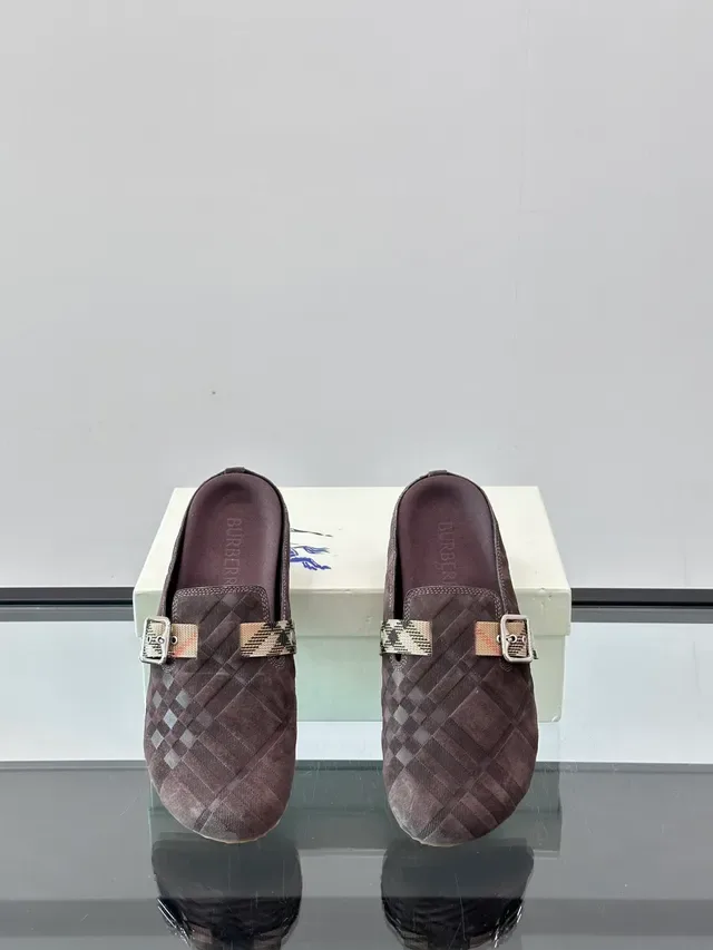 Bottega Veneta Brown Purple Quilted Intrecciato Suede Buckle Strap Loafer 3