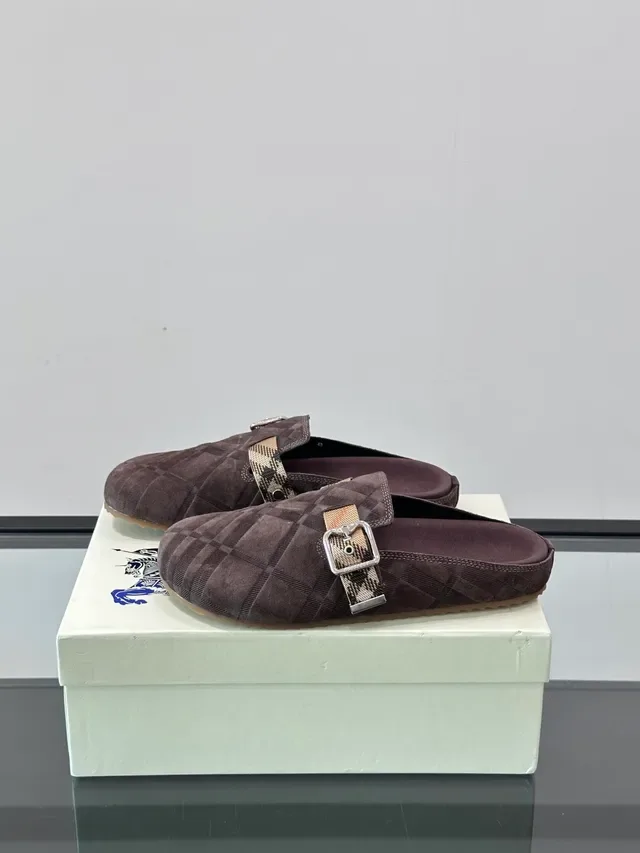 Bottega Veneta Brown Purple Quilted Intrecciato Suede Buckle Strap Loafer 4