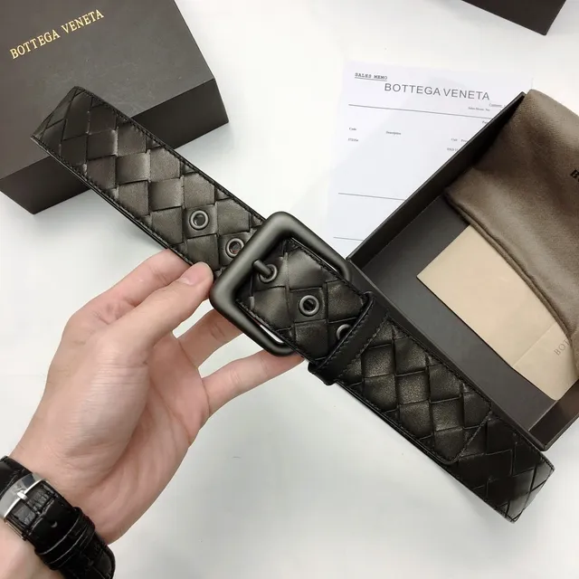 Bottega Veneta Cassette Noir Intrecciato Ceinture en cuir 5