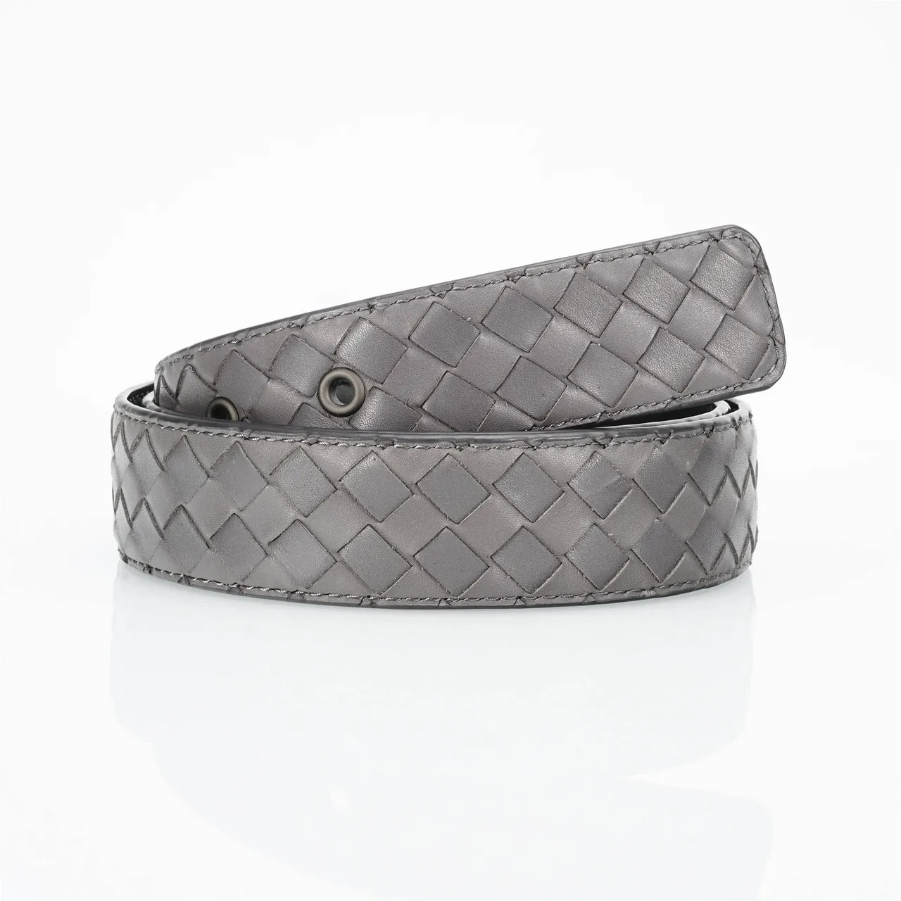 Bottega Veneta Cassette Intrecciato Ceinture en cuir gris 3