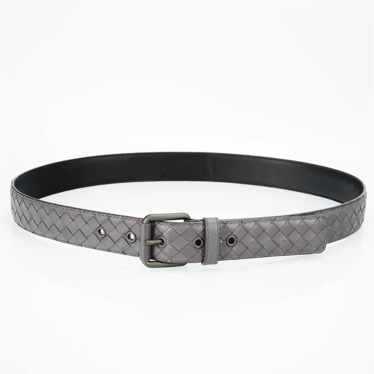 Bottega Veneta Cassette Intrecciato Ceinture en cuir gris 9
