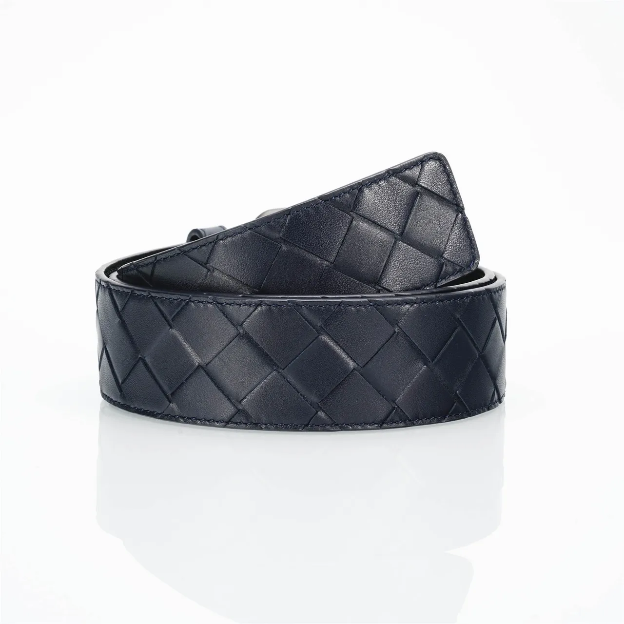 Bottega Veneta Cassette Intrecciato Navy Ceinture en Cuir 3