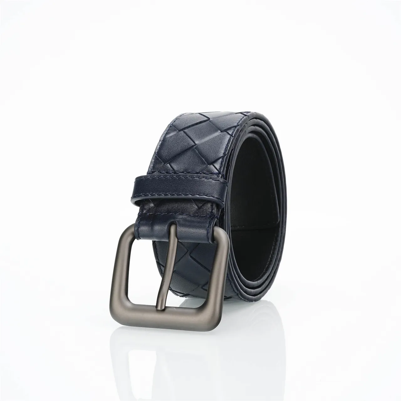 Bottega Veneta Cassette Intrecciato Navy Ceinture en Cuir 7