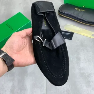 Bottega Veneta Loafer Black Suede Upper Moccasin-Stitched Vamp Loafer