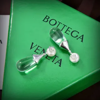 Bottega Veneta Transparent Teardrop and Pearl Drop Earrings
