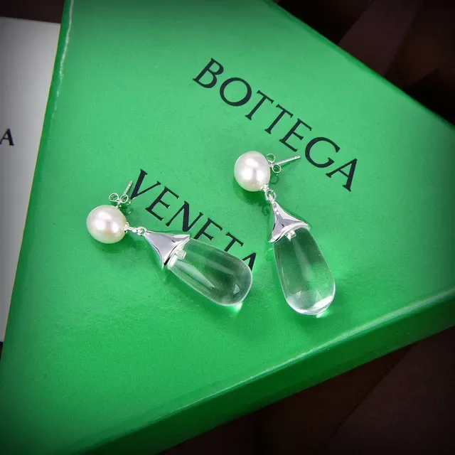 Bottega Veneta Transparent Teardrop and Pearl Drop Earrings 6