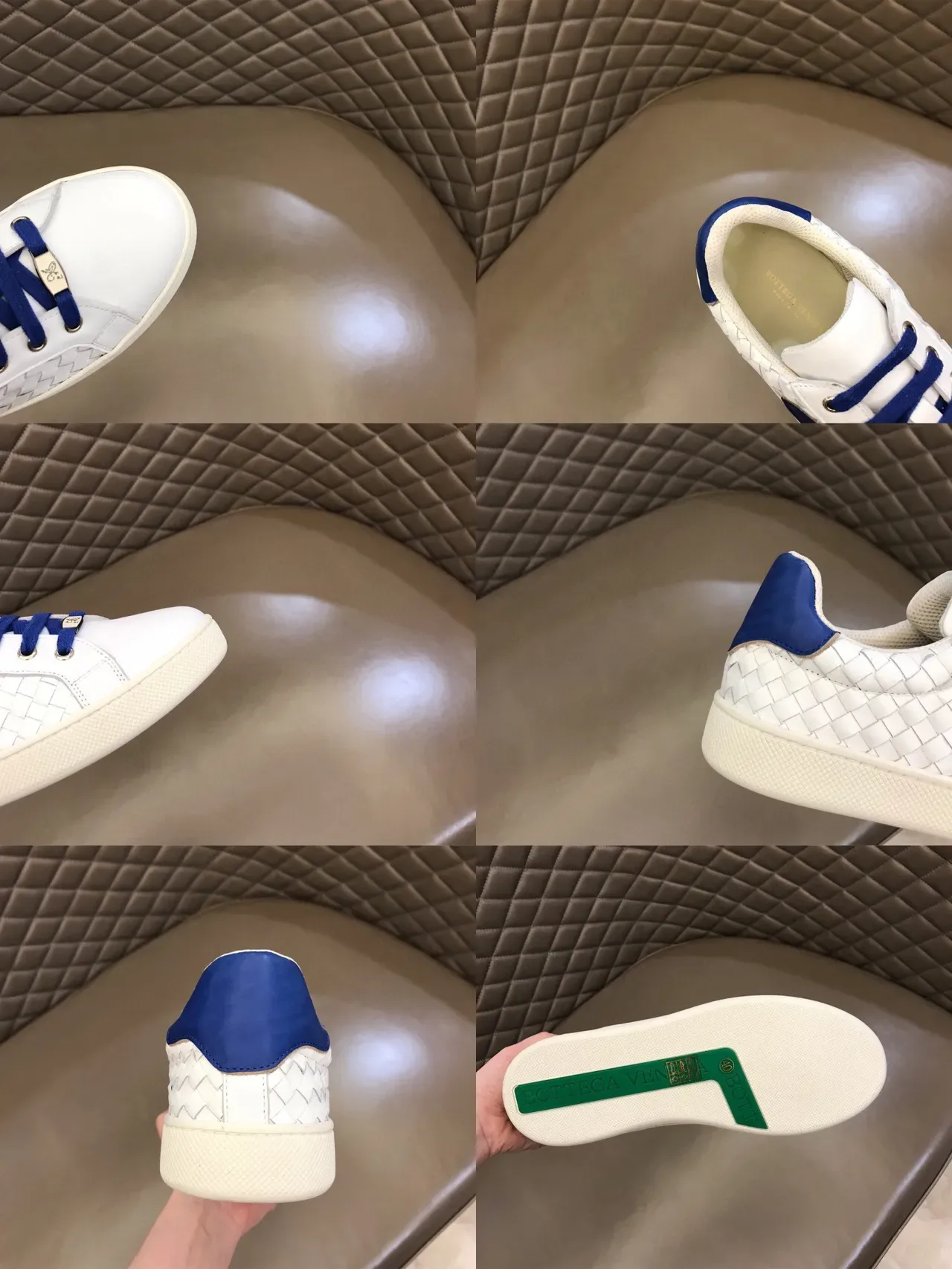 Bottega Veneta Blanc Bleu Intrecciato Cuir Tressé Patch Logo Circulaire Sneakers Lifestyle 2