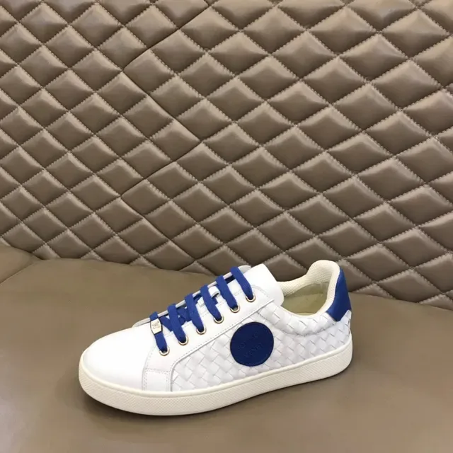 Bottega Veneta Blanc Bleu Intrecciato Cuir Tressé Patch Logo Circulaire Sneakers Lifestyle 5