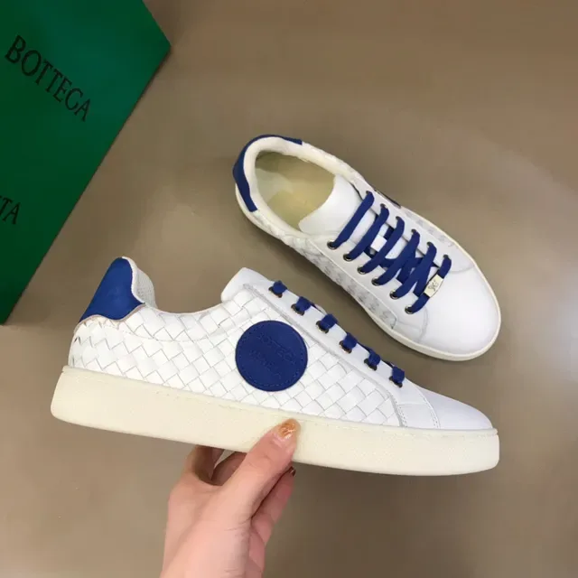 Bottega Veneta Blanc Bleu Intrecciato Cuir Tressé Patch Logo Circulaire Sneakers Lifestyle 6