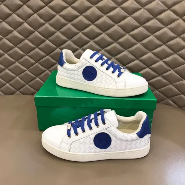 Bottega Veneta Blanc Bleu Intrecciato Cuir Tressé Patch Logo Circulaire Sneakers Lifestyle 7
