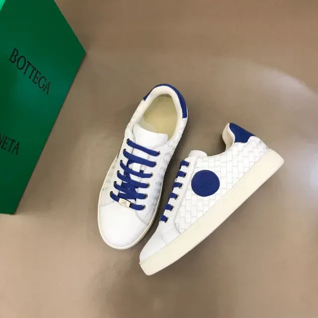 Bottega Veneta Blanc Bleu Intrecciato Cuir Tressé Patch Logo Circulaire Sneakers Lifestyle 8