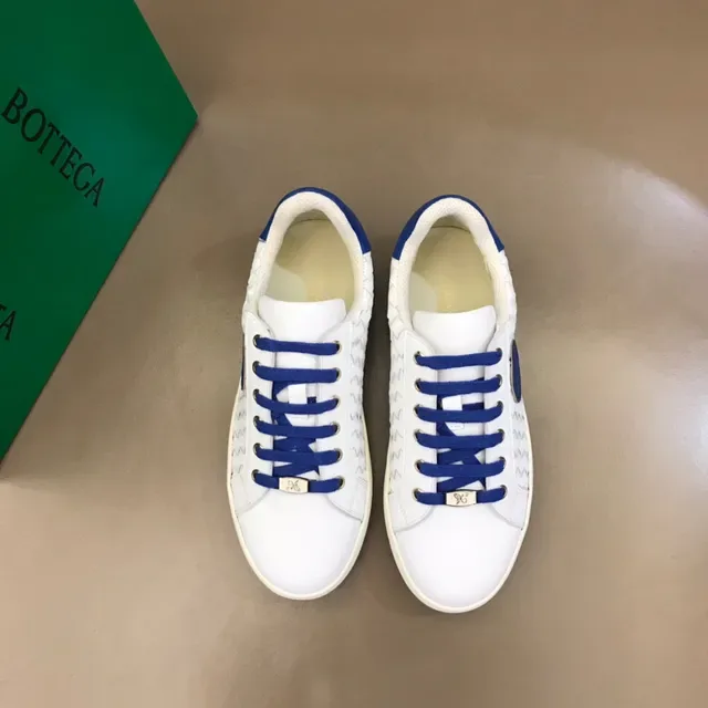 Bottega Veneta Blanc Bleu Intrecciato Cuir Tressé Patch Logo Circulaire Sneakers Lifestyle 9