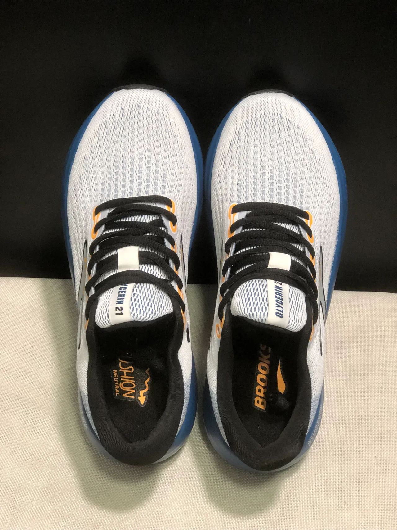 Brooks Glycerin White Blue Black Orange Running Shoes 5