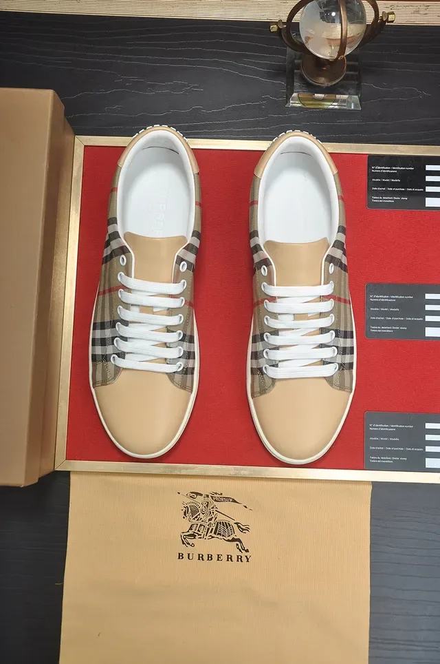 Burberry Beige and Check Panel Lifestyle Sneakers 4