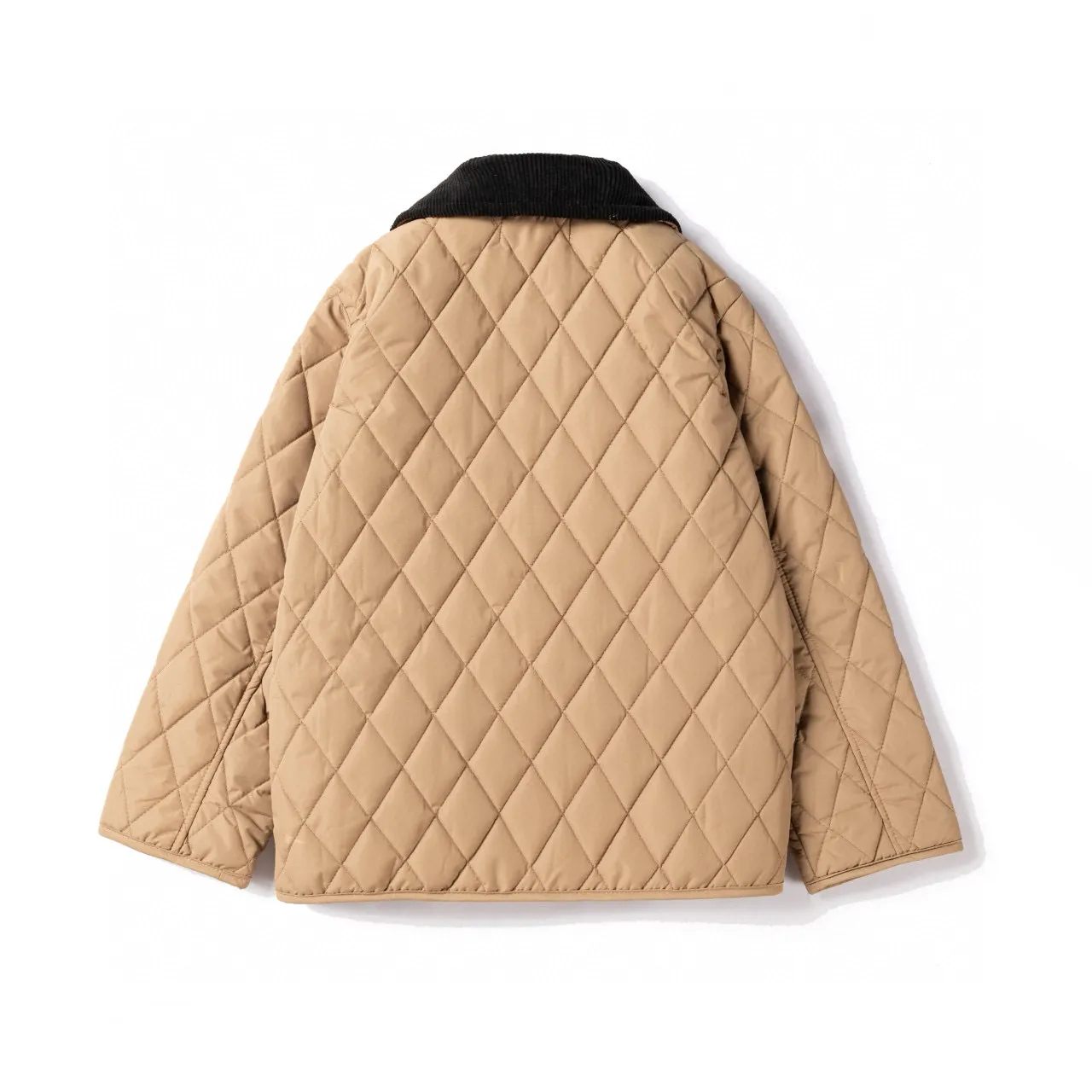 Burberry Beige Black Quilted Diamond-Stitch Corduroy Collar Jacket 3