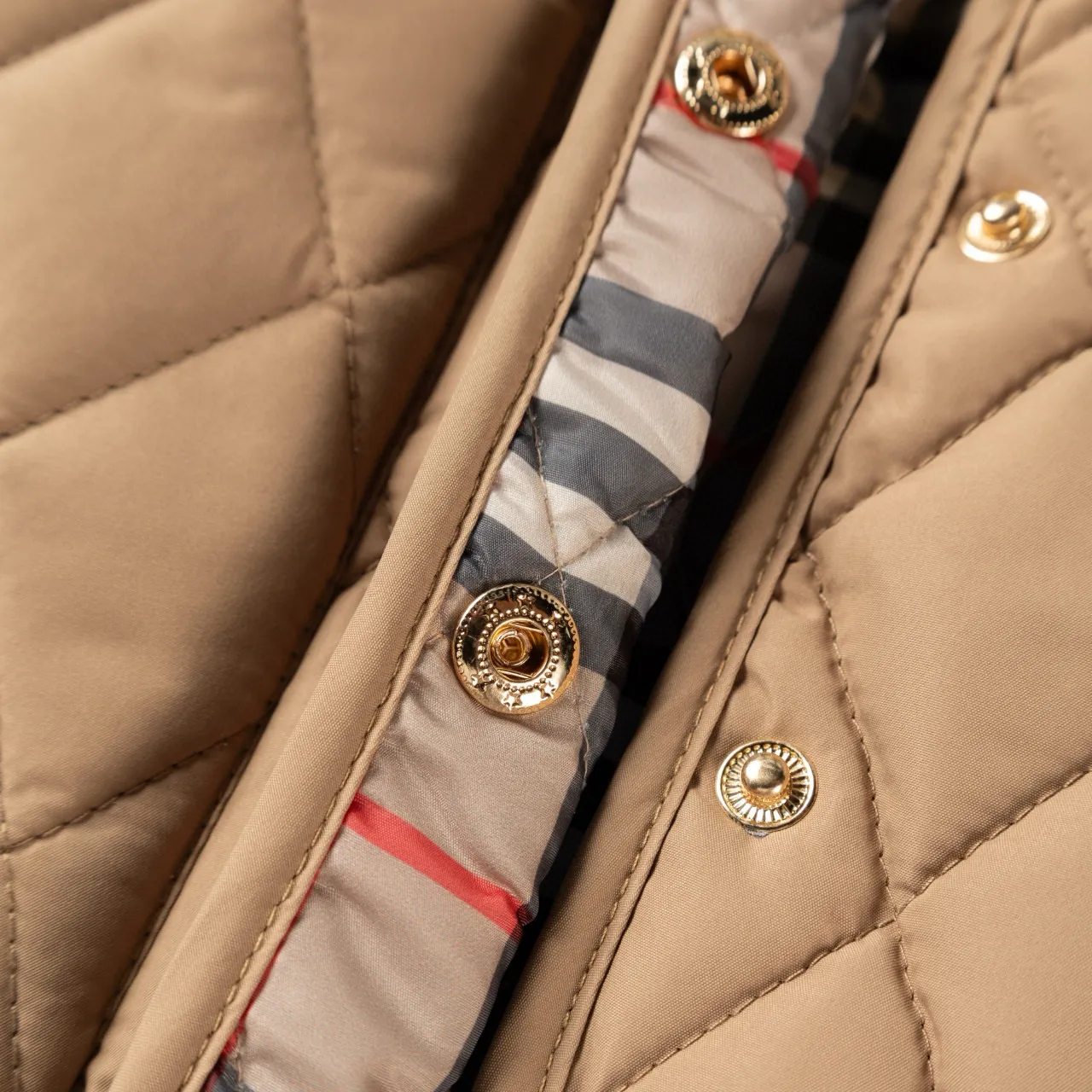 Burberry Beige Black Quilted Diamond-Stitch Corduroy Collar Jacket 6