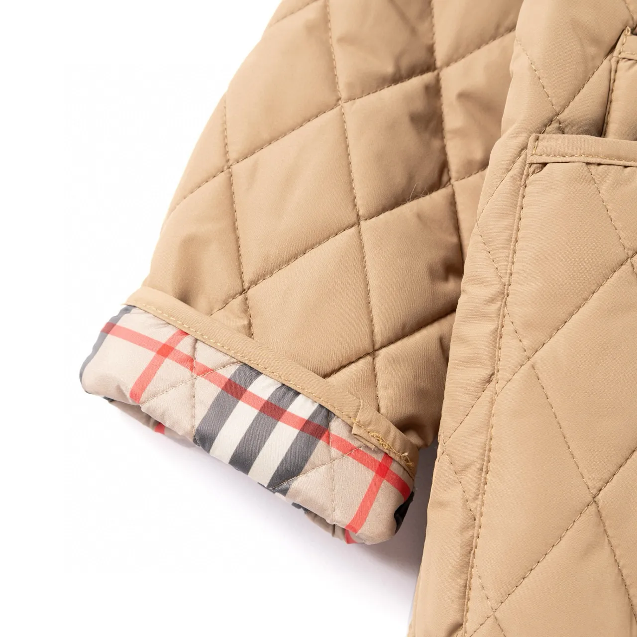 Burberry Beige Black Quilted Diamond-Stitch Corduroy Collar Jacket 8