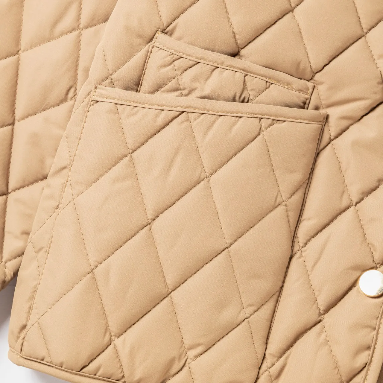 Burberry Beige Black Quilted Diamond-Stitch Corduroy Collar Jacket 10