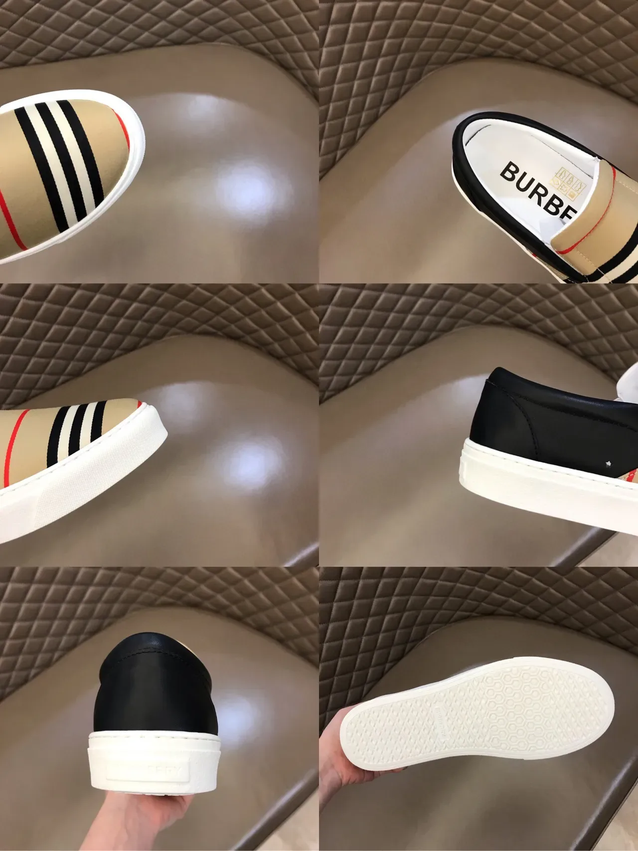 Burberry Beige Black Slip-On Plataforma Sola Tênis Lifestyle 2