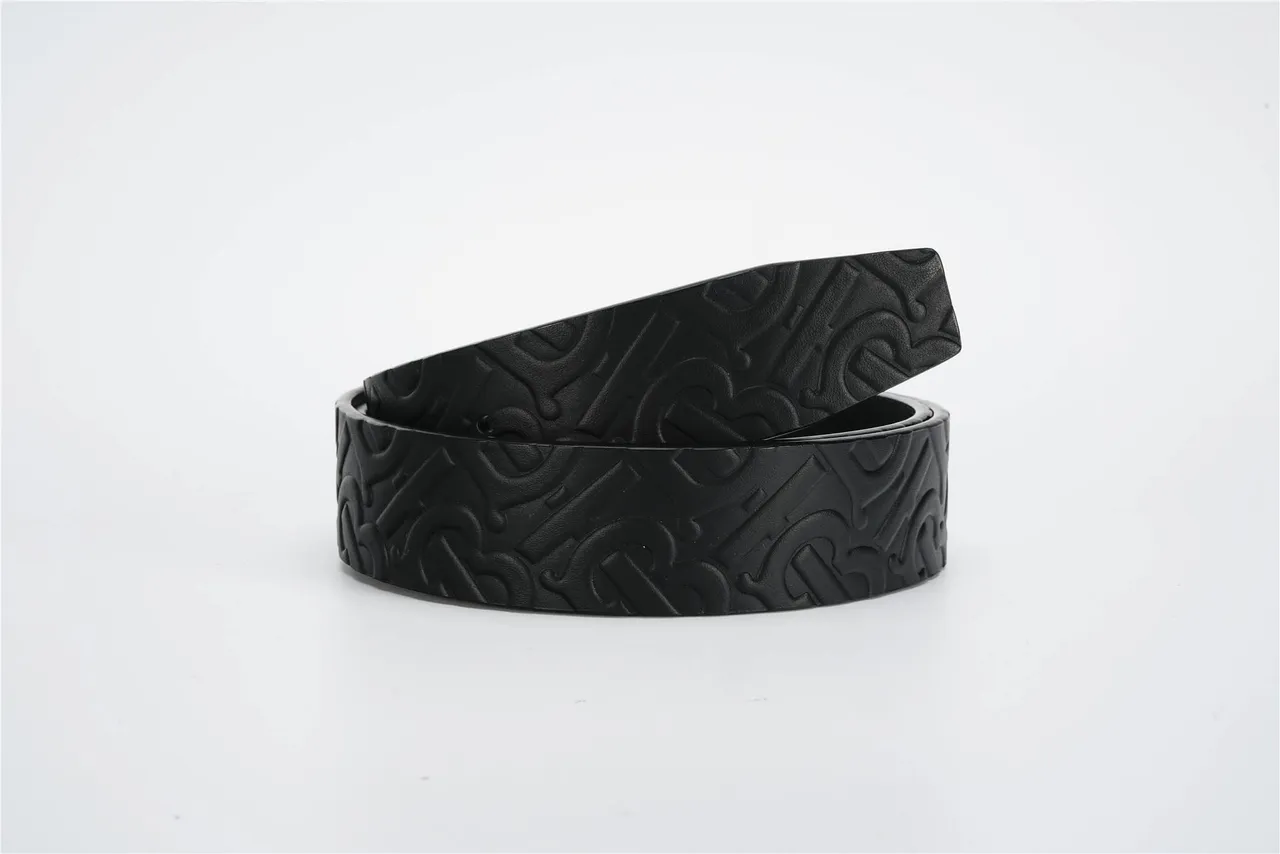 Burberry Noir Argent Monogramme Embossé Boucle Réversible Ceinture en Cuir 3