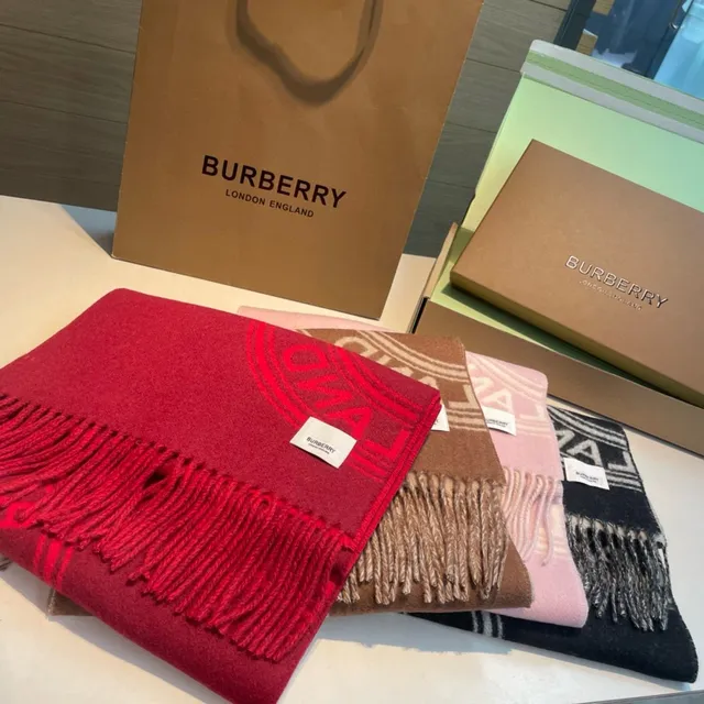 Burberry Marron Beige Double Face Monogrammé Cachemire Écharpe 4