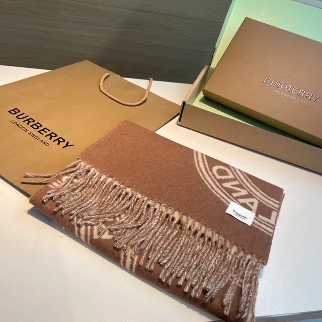 Burberry Marron Beige Double Face Monogrammé Cachemire Écharpe 6