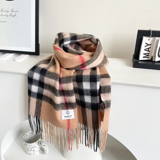 Burberry Classic Check beige noir blanc rouge cachemire écharpe 6
