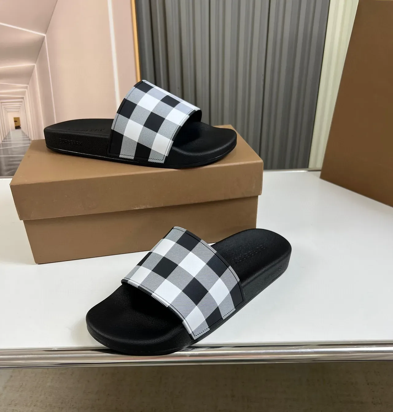 Burberry Gingham Check Slide Slipper 4