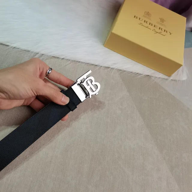 Burberry Knight Black Textured Leather Belt 2